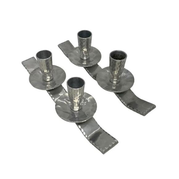 Mid 20th Century Everlast Metal Corporation Hand Forged Aluminum Candle Holders - Picture 12 of 12